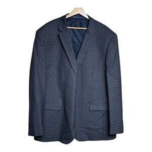 Cavelli Uomo Mens Gray Plaid Super 140's Wool Feel Blazer & Pants Suit Set 52R